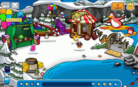The location of the Feed-A-Puffle Game at the Club Penguin Fall Fair 