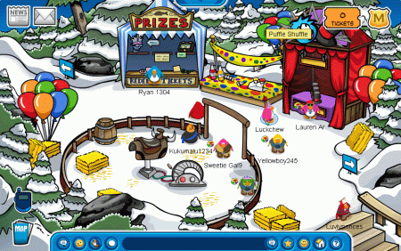 The location of the Puffle Shuffle Game at the Club Penguin Fall Fair 