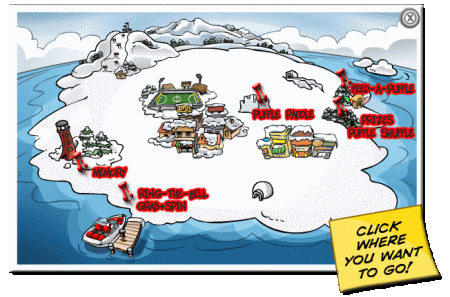 he Club Penguin Map showing the current location of the Fall Fair Games
